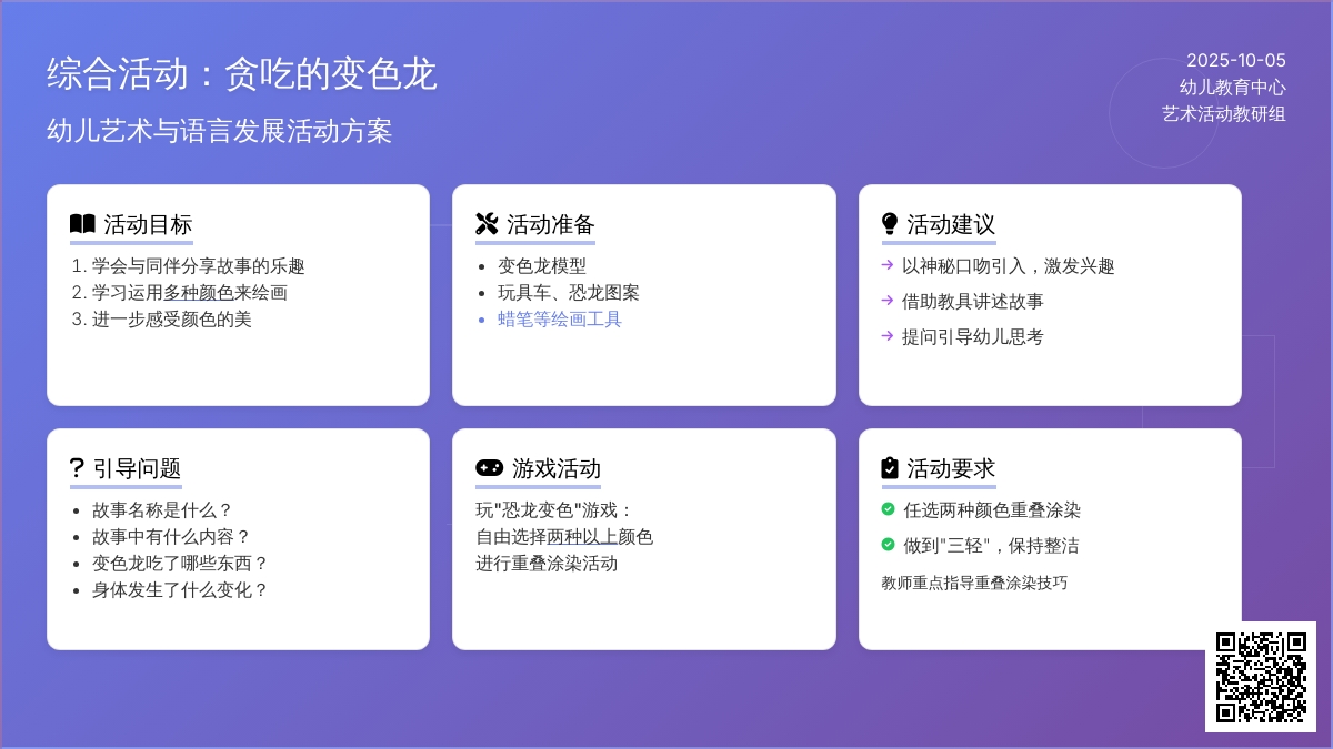 幼儿园小班综合活动：贪吃的变色龙