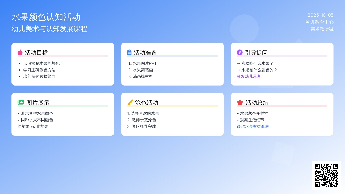 小班美术活动：五颜六色的水果