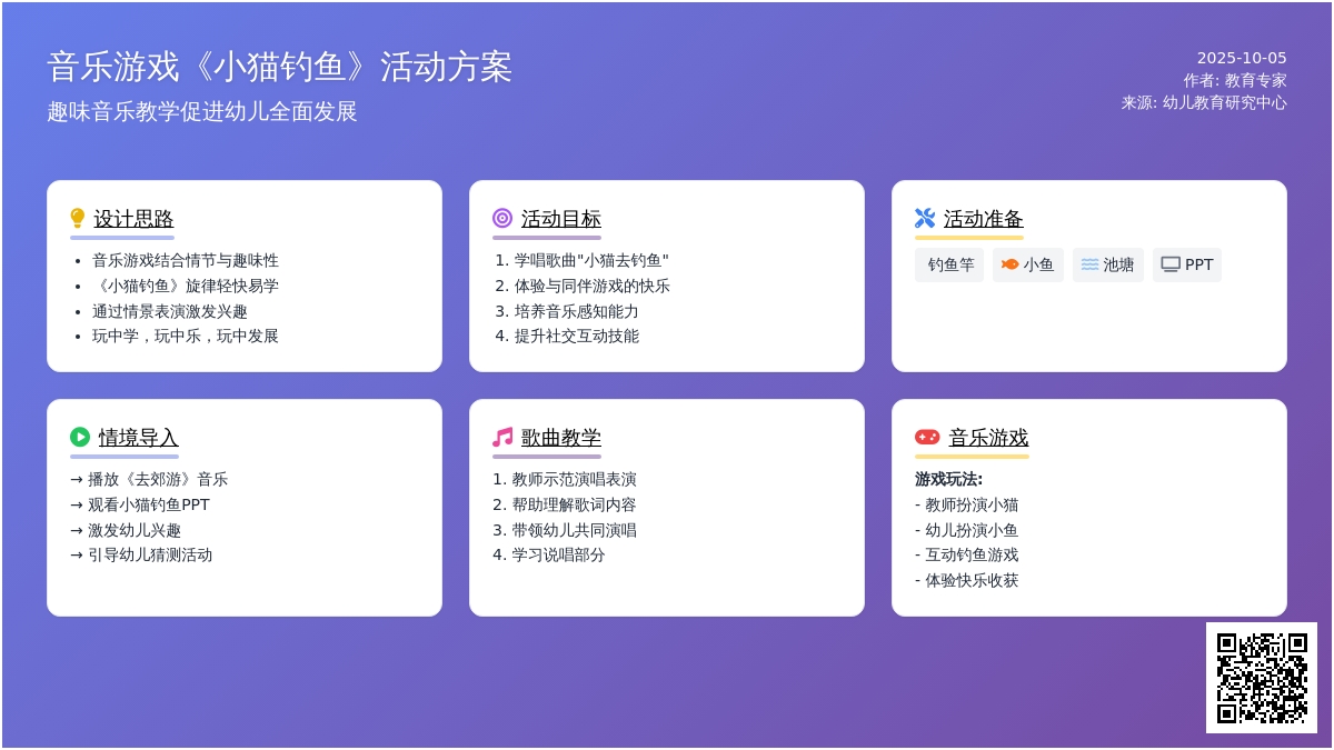 幼儿园小班音乐活动：小猫去钓鱼