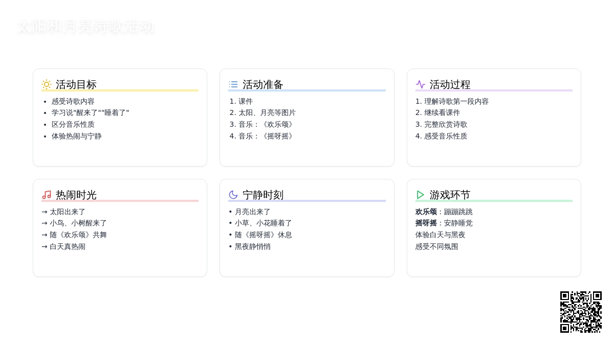 幼儿园小班语言活动教案：《太阳和月亮》
