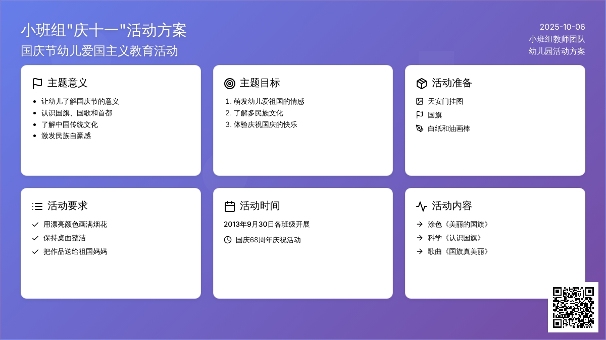 小班组“庆十一”活动方案+活动小结