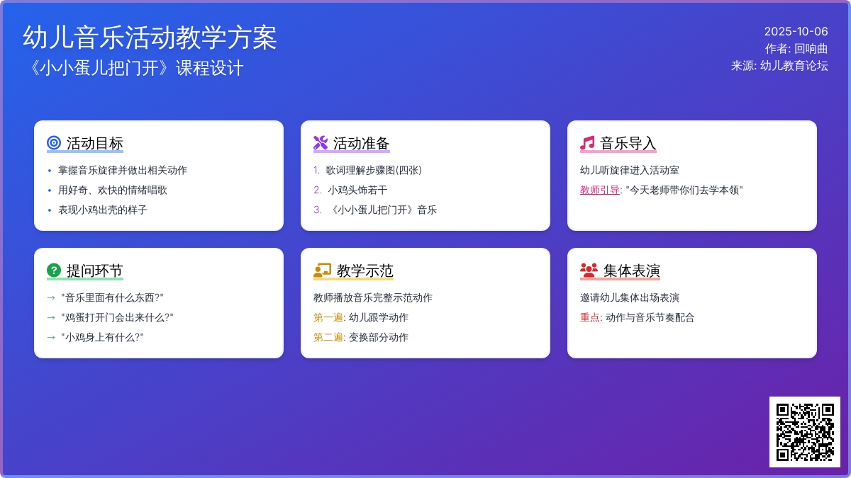 幼儿园小班音乐活动：小小蛋儿把门开