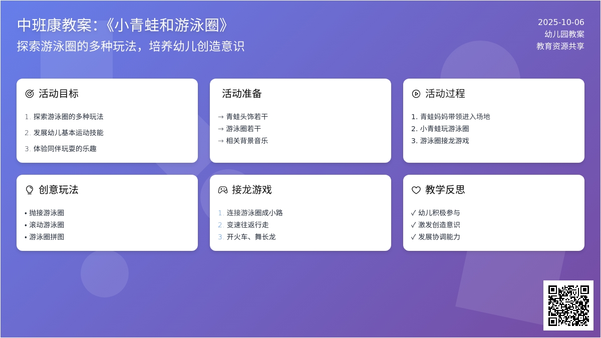 中班健康教案：《小青蛙和游泳圈》