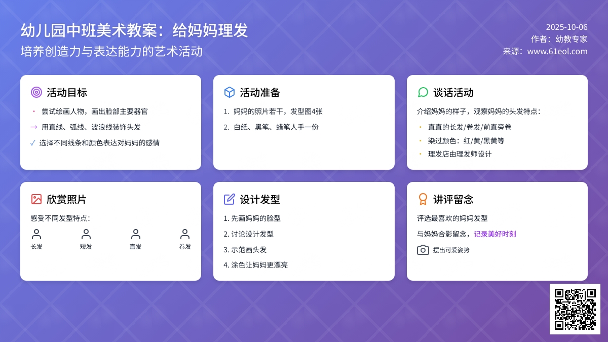 中班美术教案：给妈妈理发