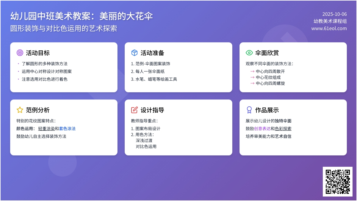 幼儿园中班美术教案：美丽的大花伞