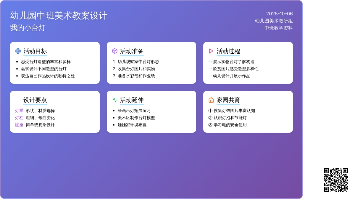 中班美术教案设计：我的小台灯