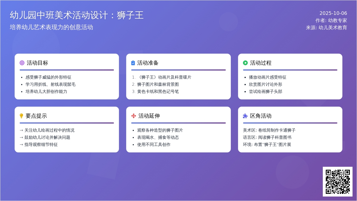 幼儿园中班美术活动设计：狮子王