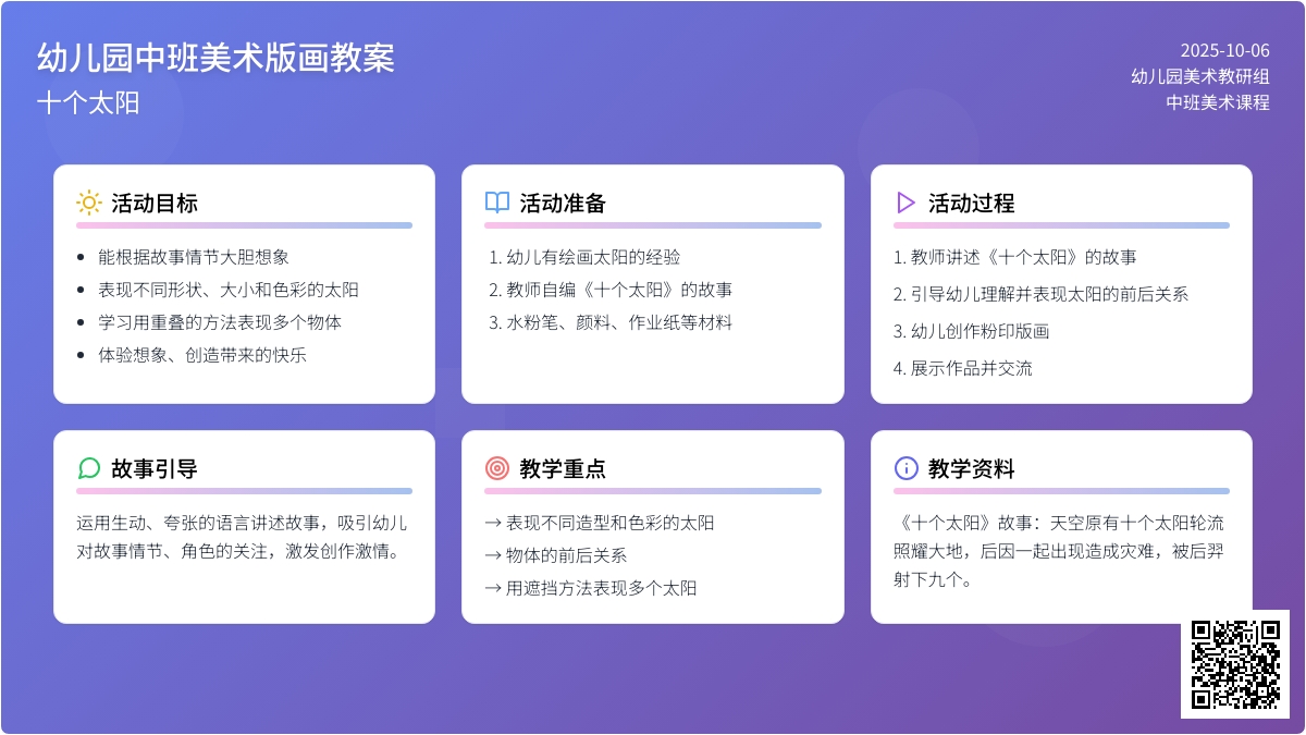 幼儿园中班美术版画教案：十个太阳