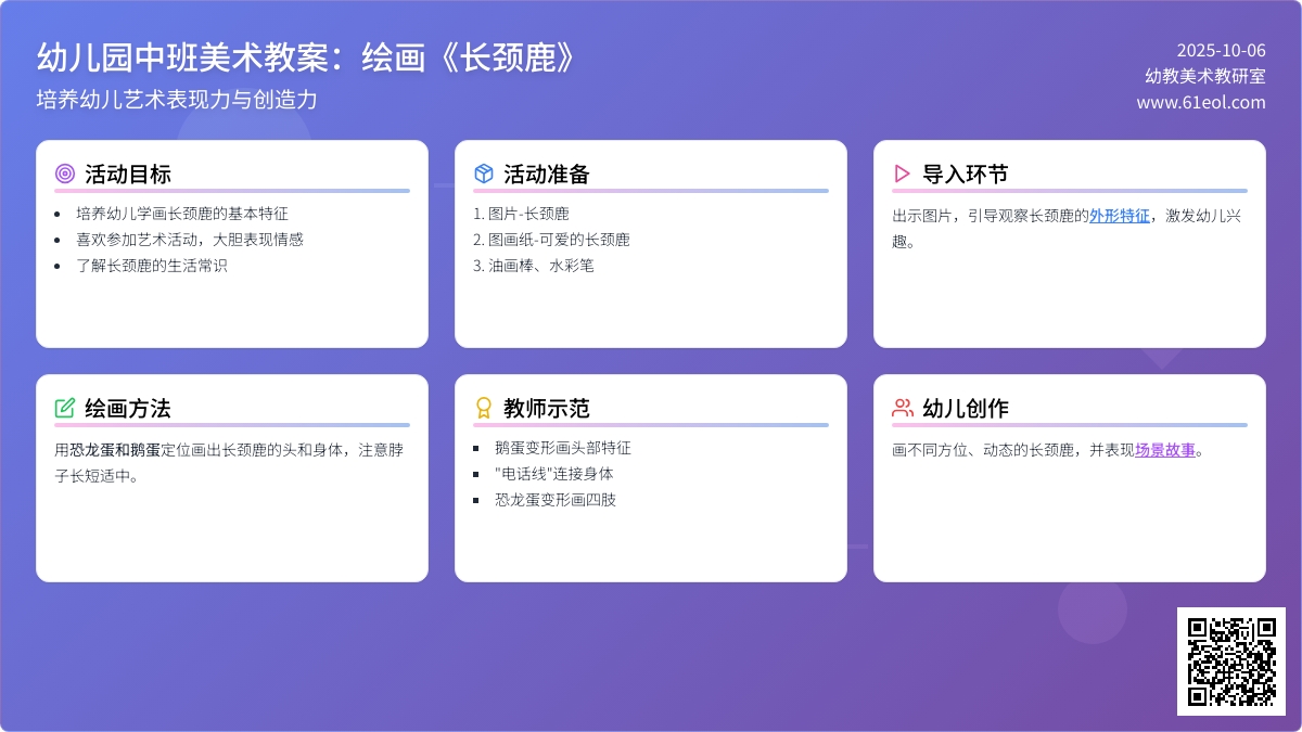 中班美术教案：绘画《长颈鹿》