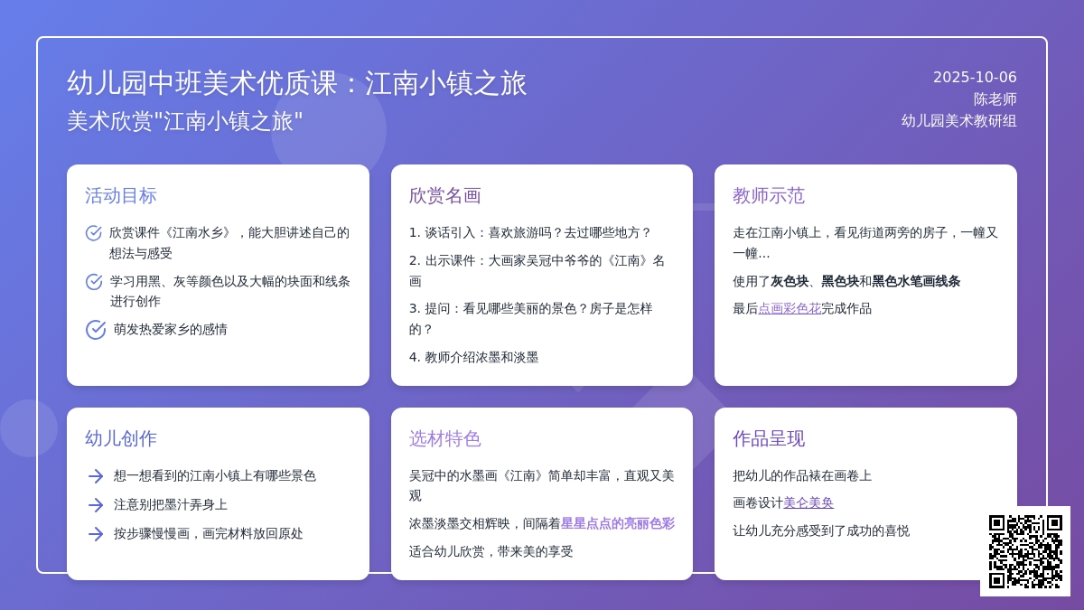 中班美术优质课：江南小镇之旅