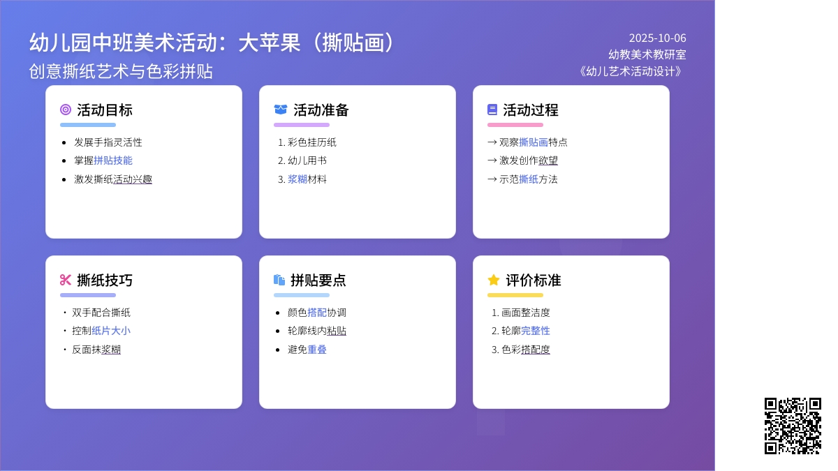 中班美术活动：大苹果（撕贴画）