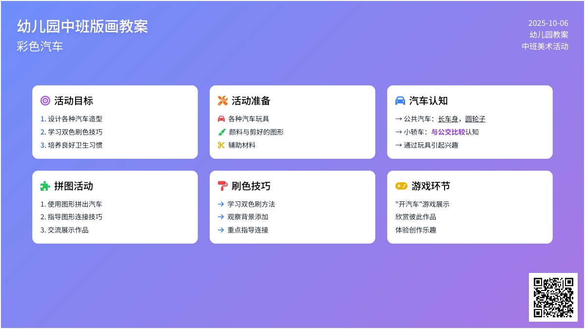 幼儿园中班版画教案：彩色汽车