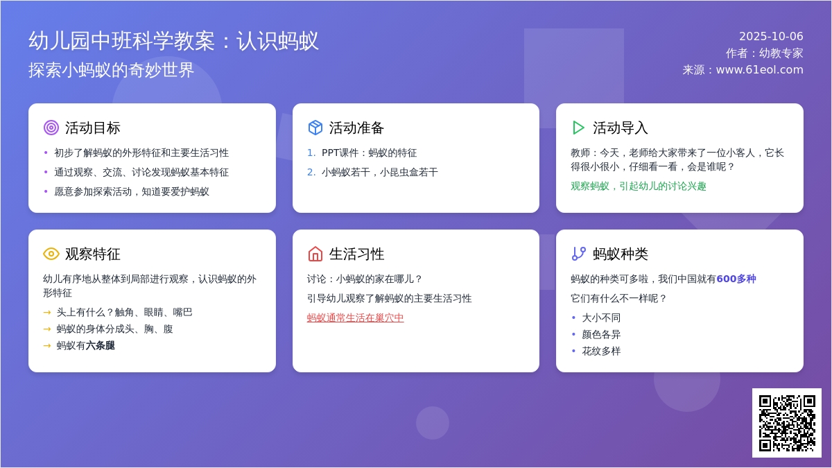 幼儿园中班科学教案：认识蚂蚁