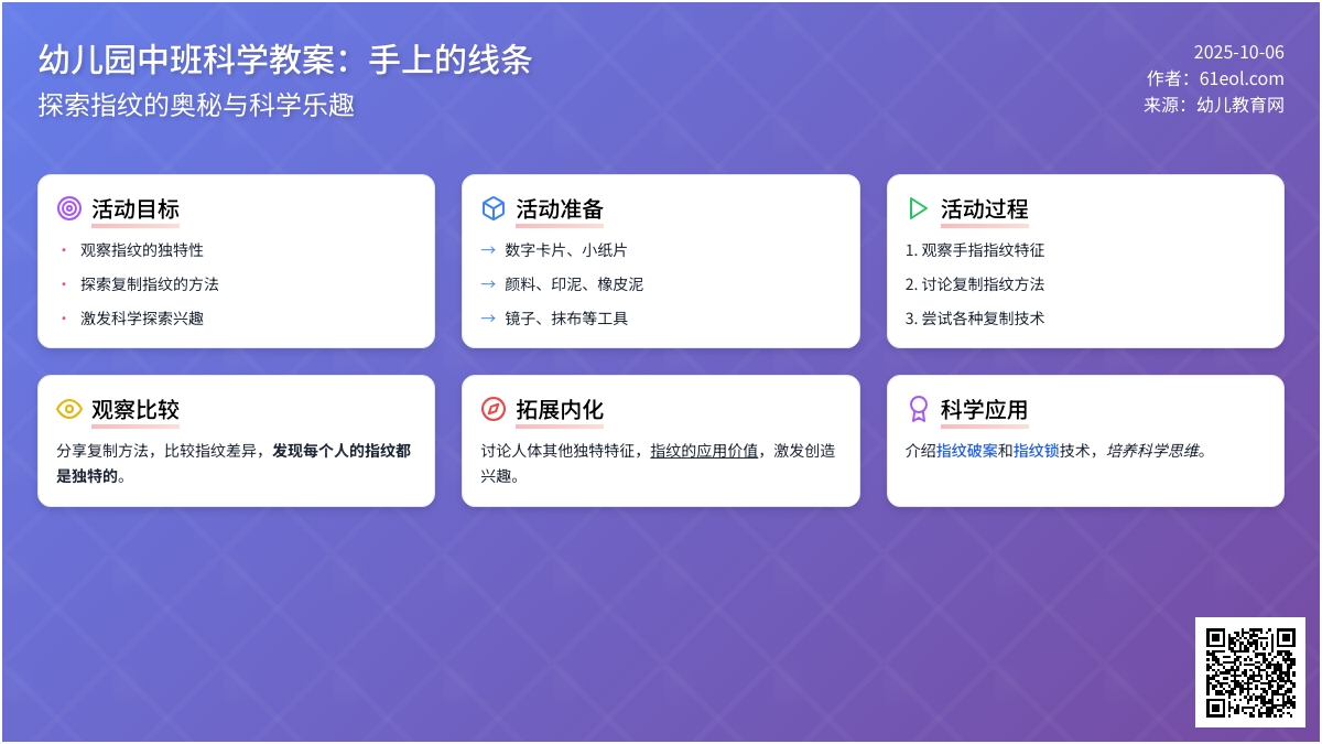 中班科学教案：手上的线条