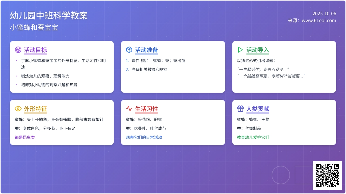 中班科学教案：小蜜蜂和蚕孩子