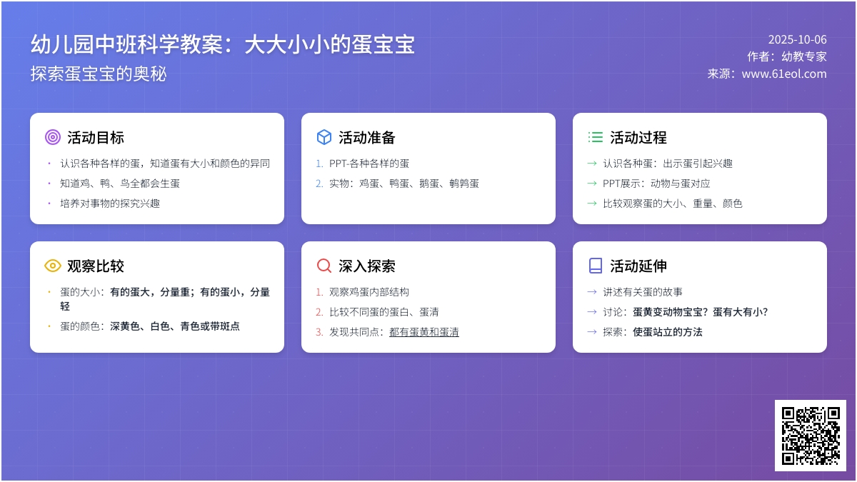 中班科学教案：大大小小的蛋孩子