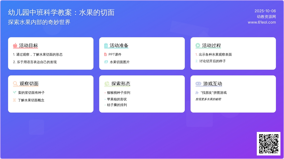 中班科学教案：水果的切面