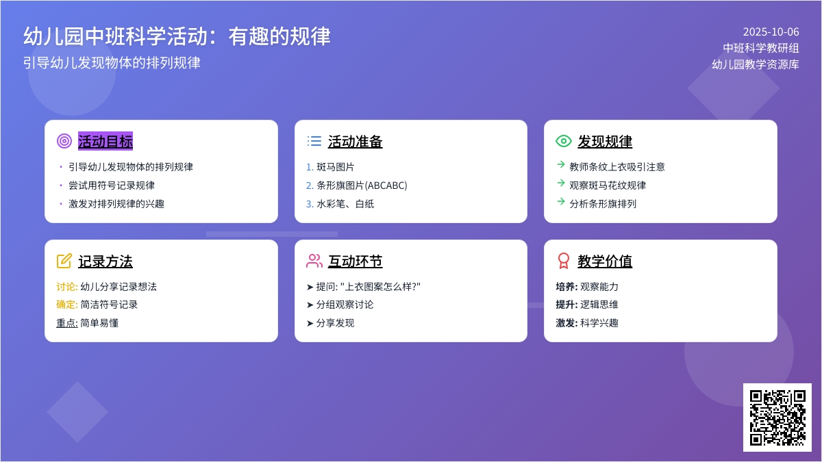 幼儿园中班科学活动：有趣的规律