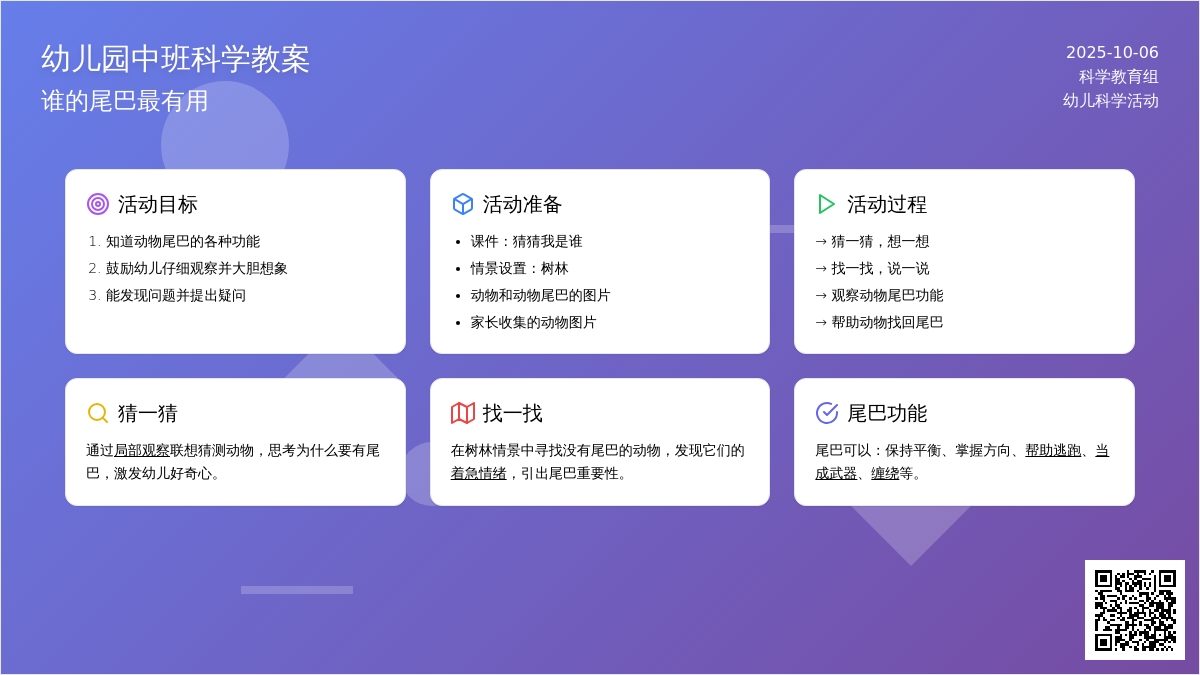 中班科学教案：谁的尾巴最有用