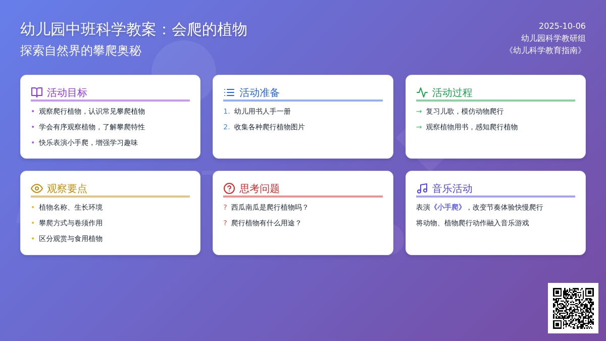 幼儿园中班科学教案：会爬的植物