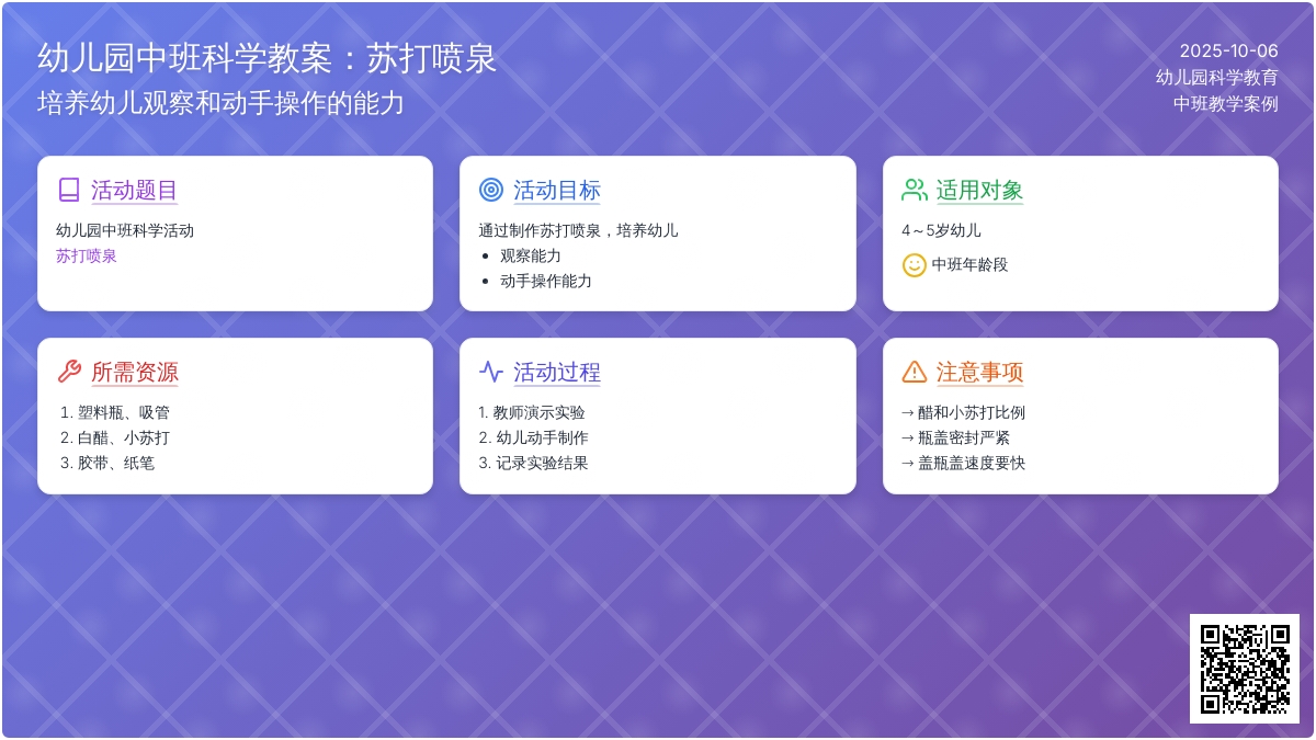 幼儿园中班科学教案：苏打喷泉