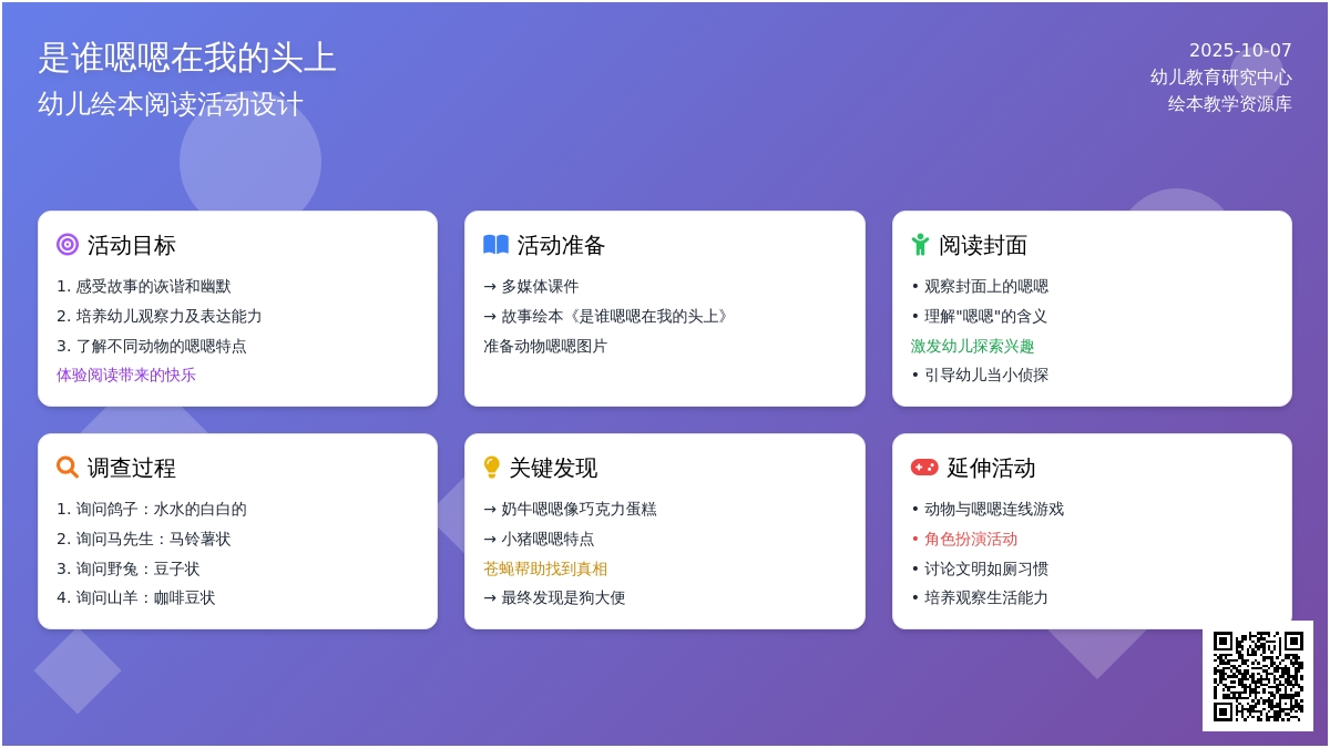 幼儿园中班绘本阅读《是谁嗯嗯在我的头上》