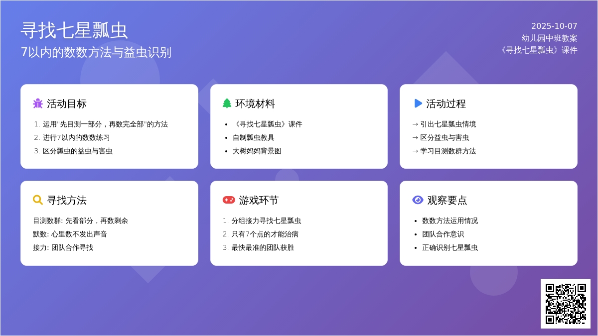 幼儿园中班科学集体学习：寻找七星瓢虫