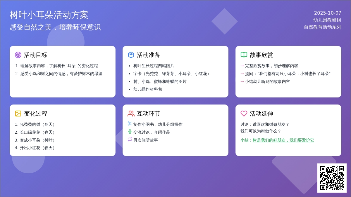 幼儿园中班语言教案：树叶小耳朵
