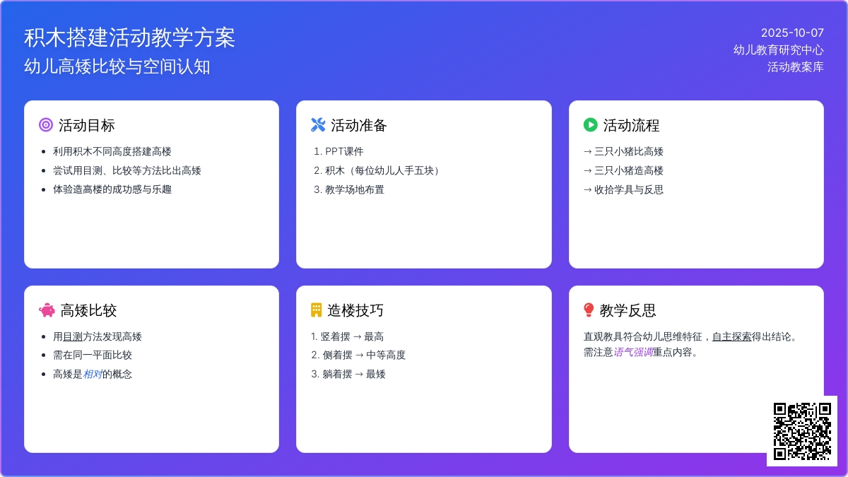 幼儿园中班数学活动《三只小猪造高楼》