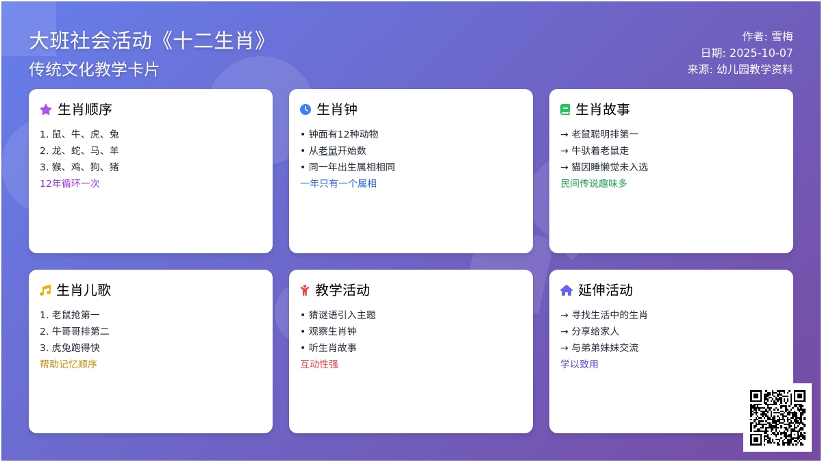 大班社会活动《十二生肖》试讲稿