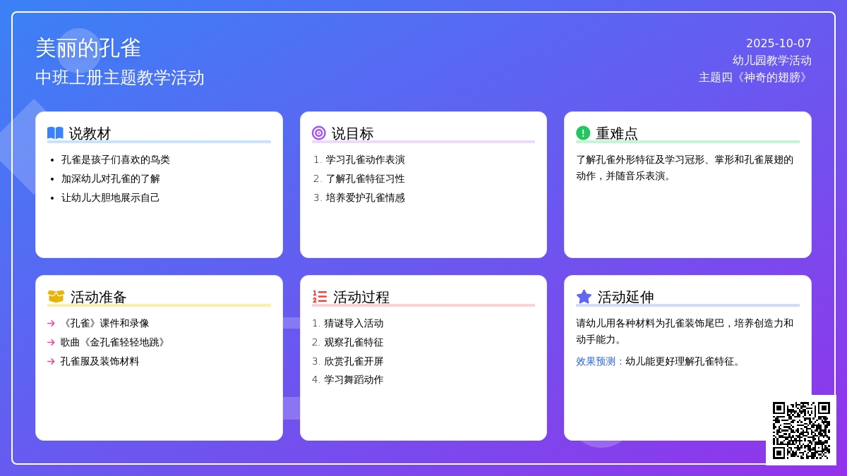 中班主题教案：美丽的孔雀