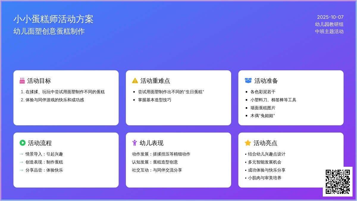 中班主题教案：可爱的蛋糕孩子