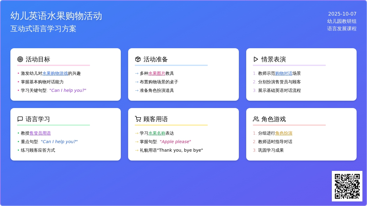 中班英语教案：Go to buy fruits