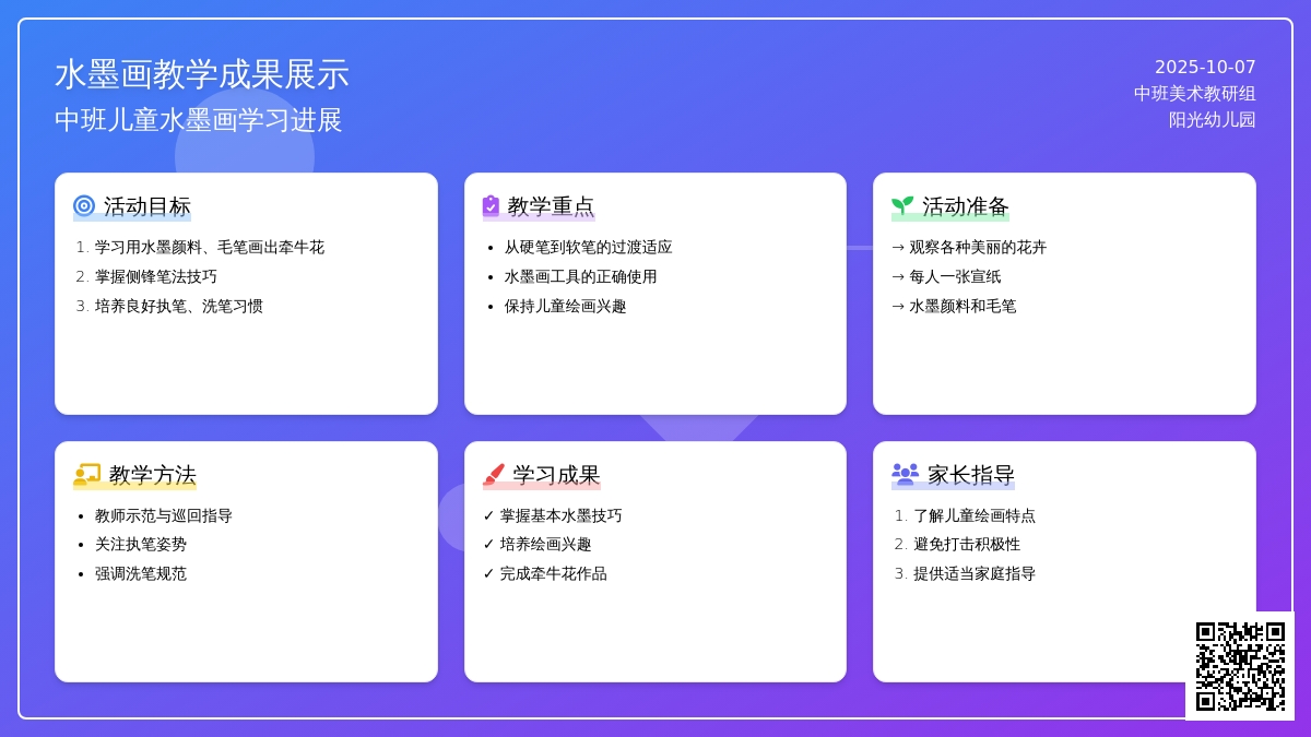 中班美工教案：水墨画牵牛花