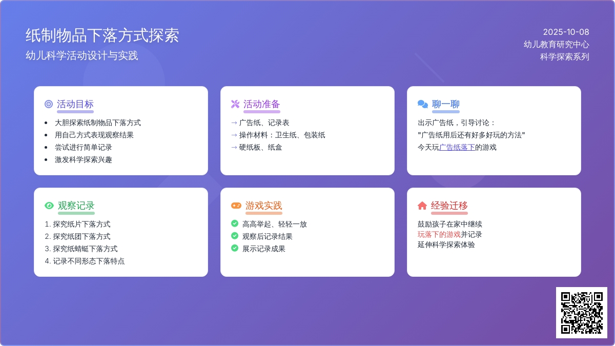 幼儿园中班科学：落下来