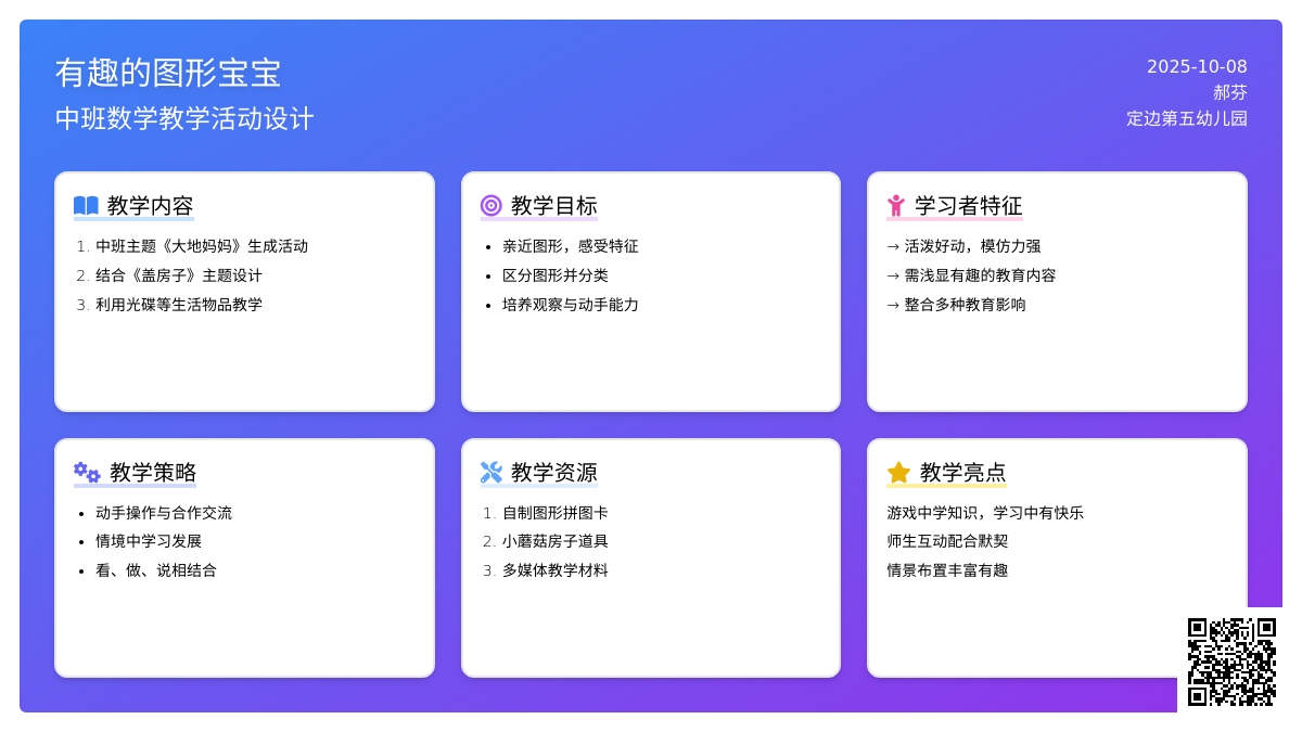 中班数学《有趣的图形孩子》活动设计方案、说课稿