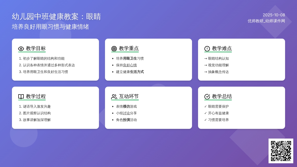 幼儿园中班健康活动：眼睛
