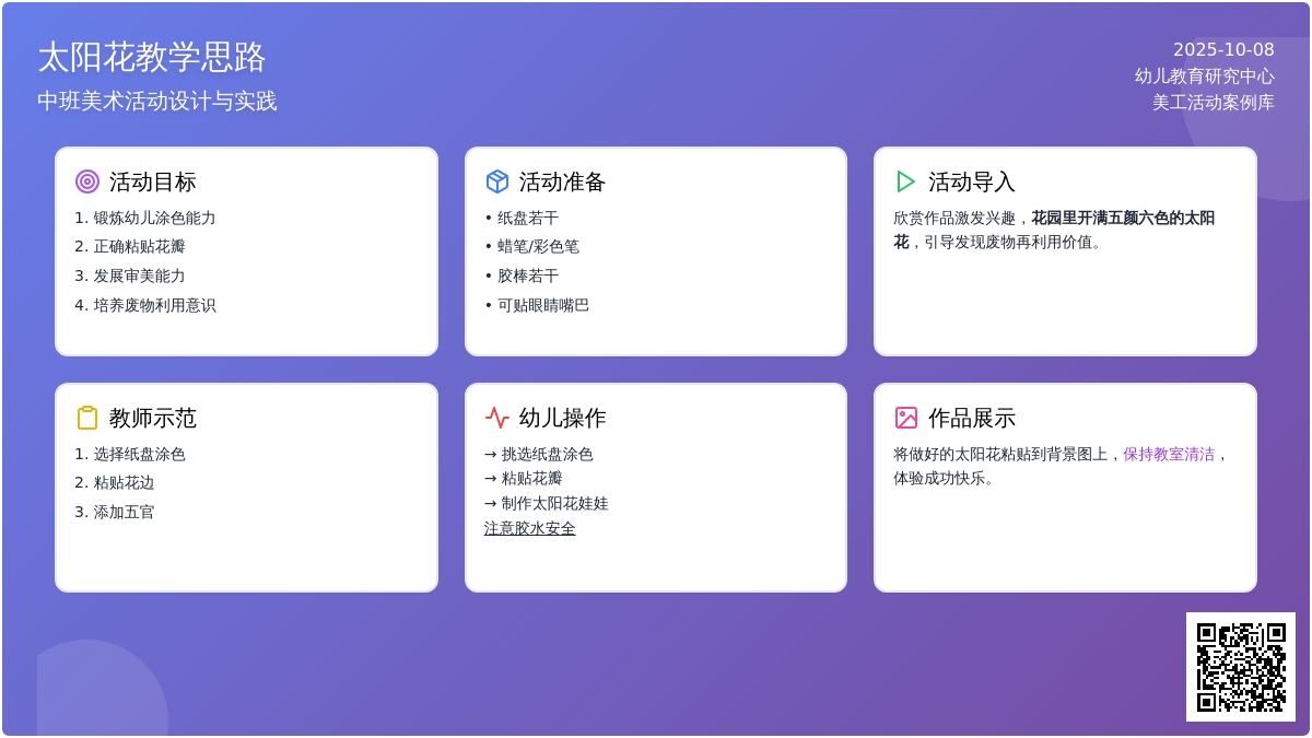 幼儿园中班手工活动教案：美丽的太阳花