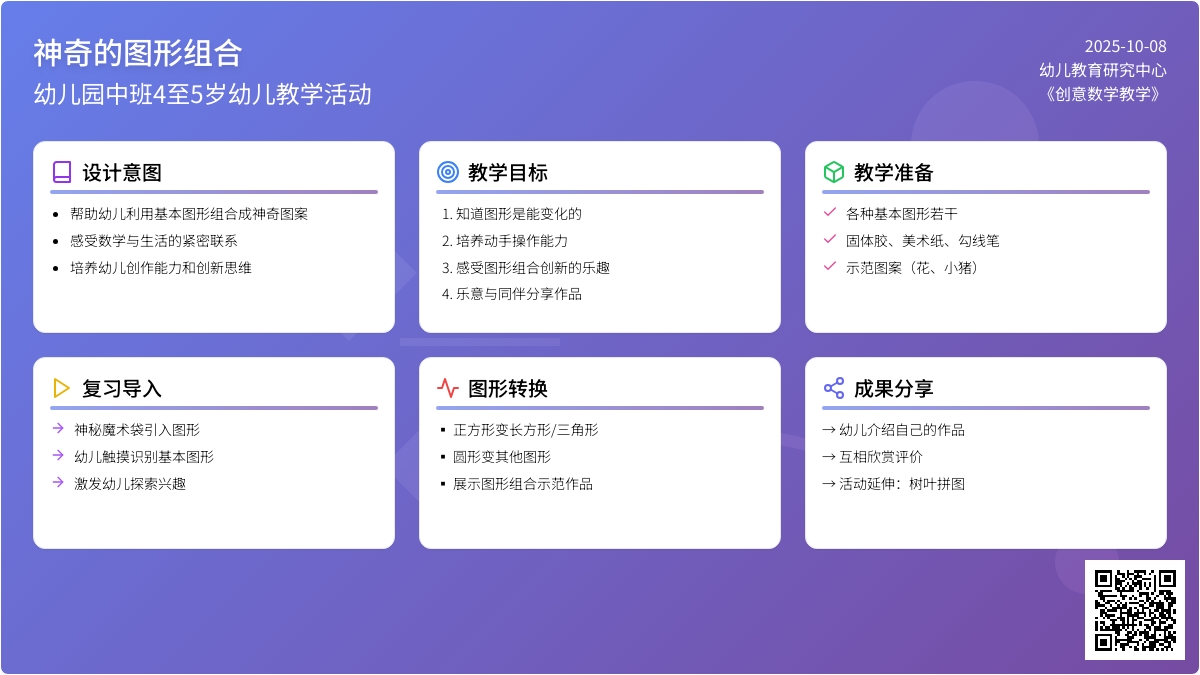 中班数学活动教学方案《神奇的图形组合》