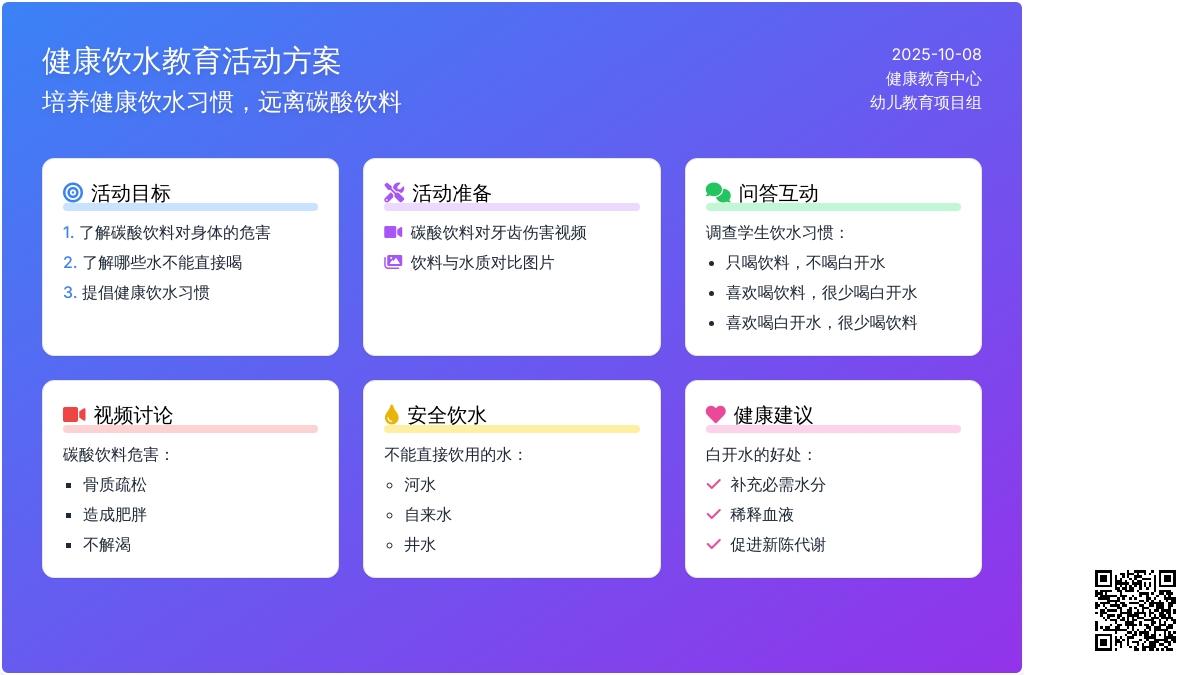 中班健康领域活动 ：《少喝饮料多喝水》