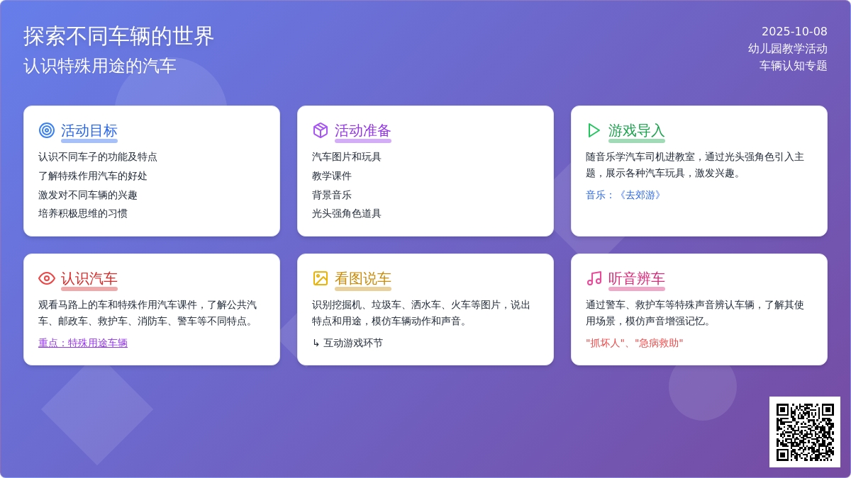 幼儿园中班社会教学活动设计：认识不同的汽车