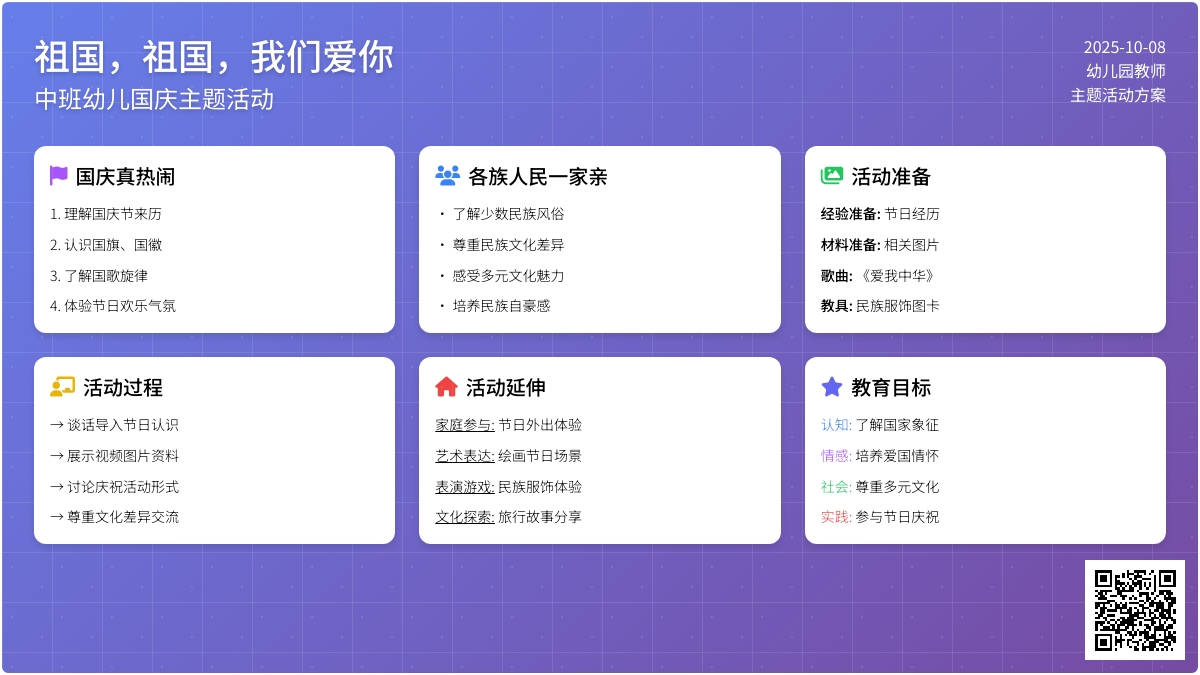 中班活动方案：祖国，祖国，我们爱你