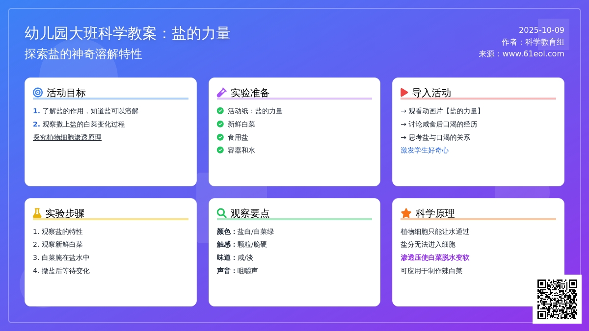 幼儿园大班科学教案：盐的力量