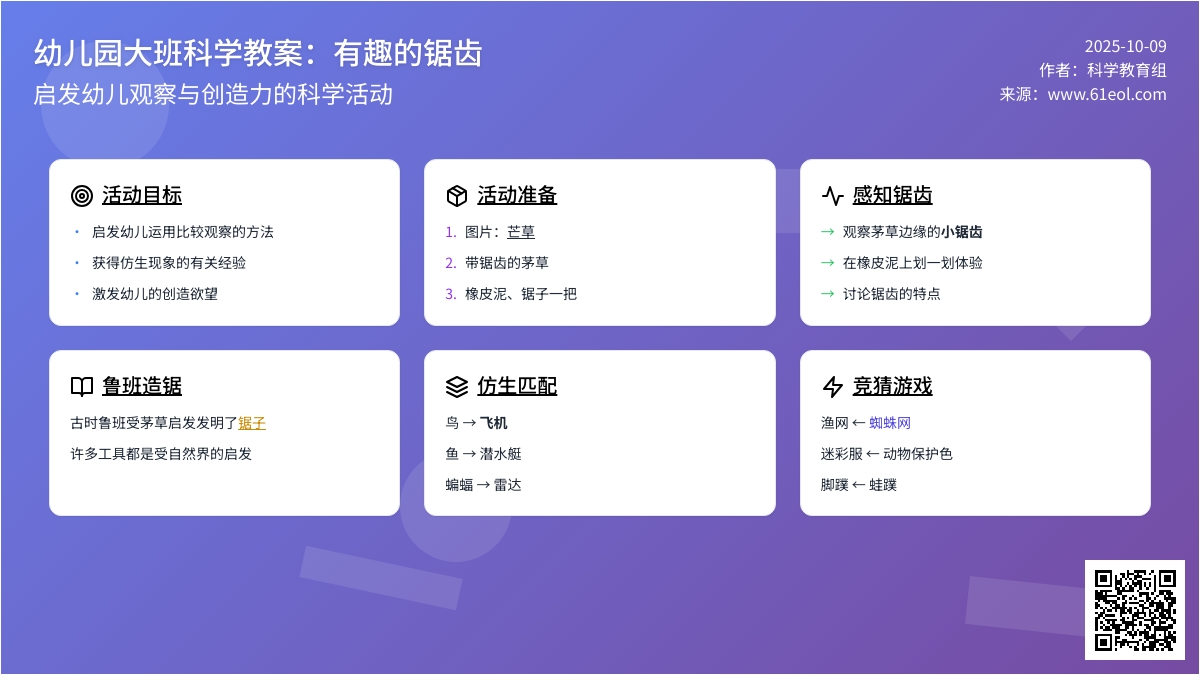 大班科学教案：有趣的锯齿