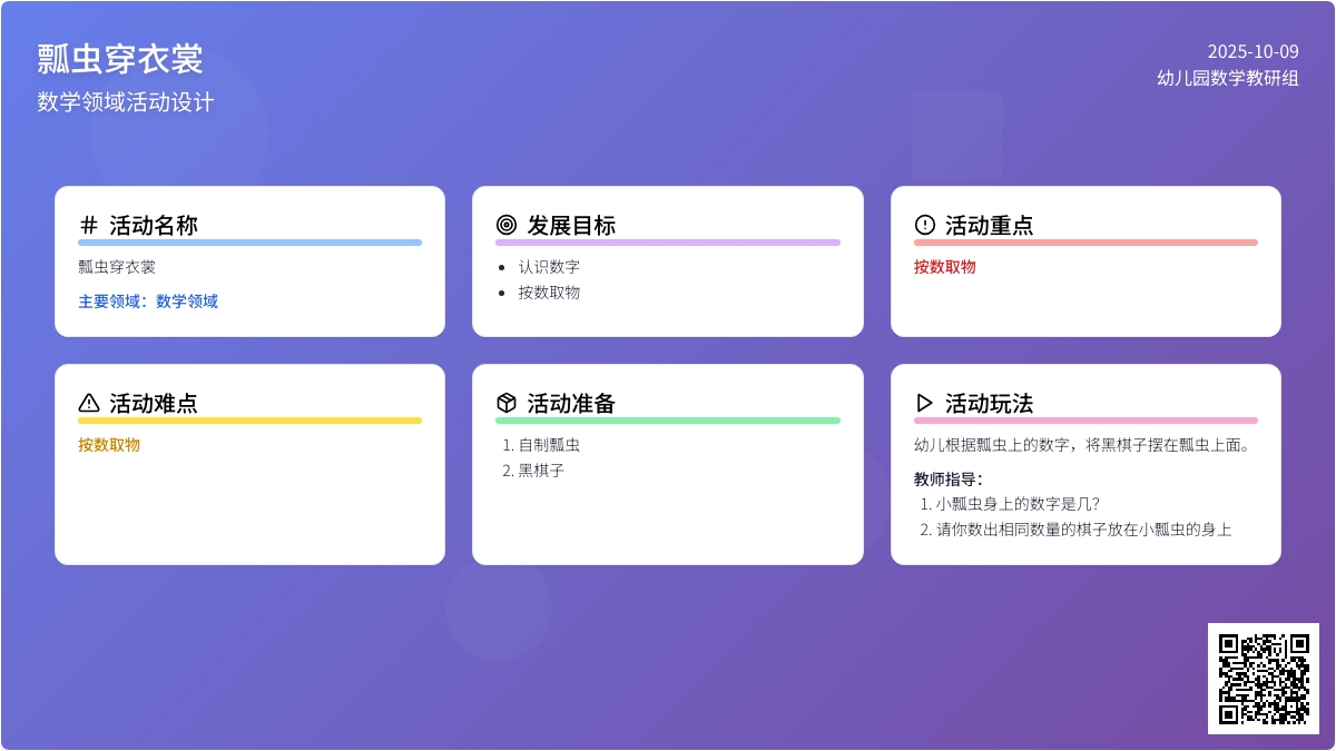 【数学区域材料】瓢虫穿衣裳
