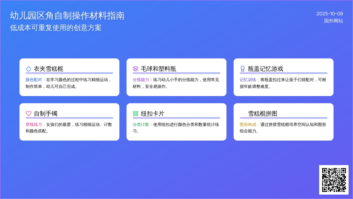 看国外零成本、可重复使用的区角操作材料