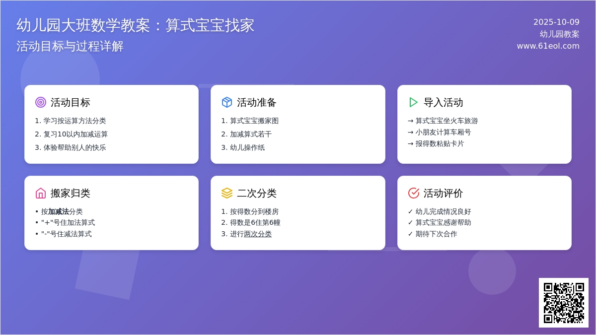 大班数学教案:算式孩子找家 大班数学教案:算式孩子找家