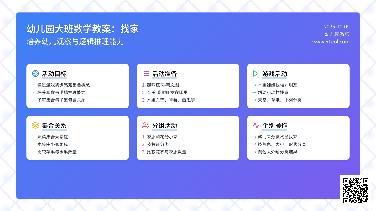 幼儿园大班数学教案:找家 幼儿园大班数学教案:找家