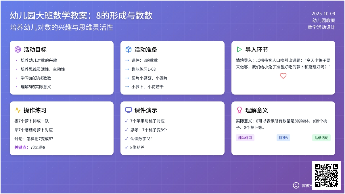 幼儿园大班数学：8的形成与数数