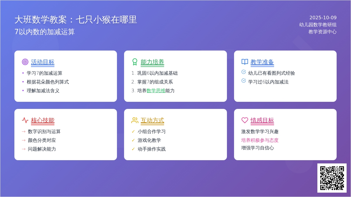 大班数学教案：七只小猴在哪里